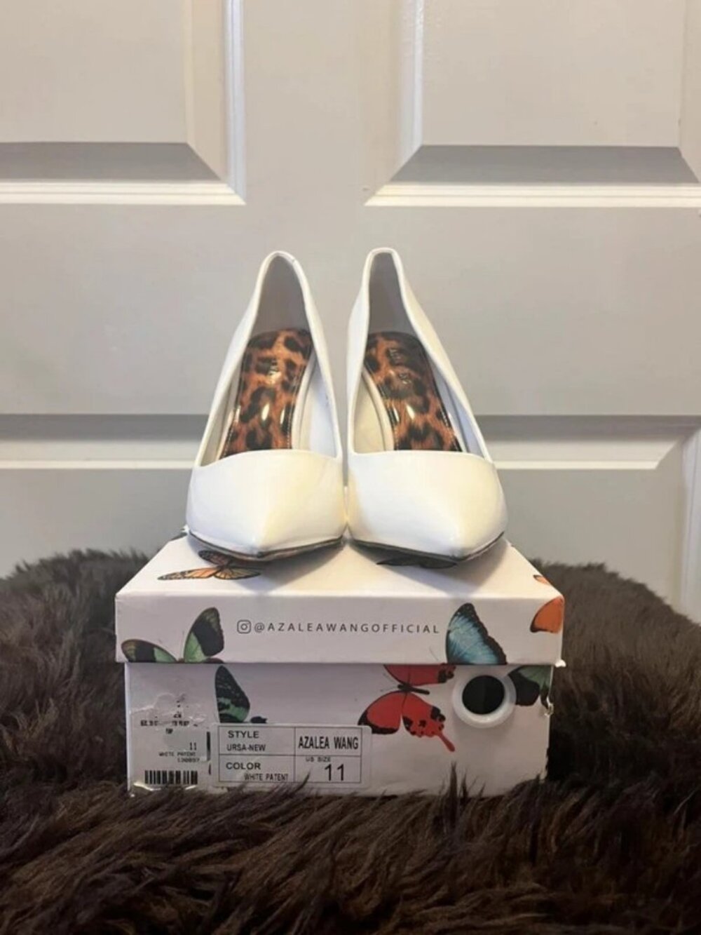 Azalea Wang White Patent Leather Pumps w/ Leopard Insole – Size 11 – NEW